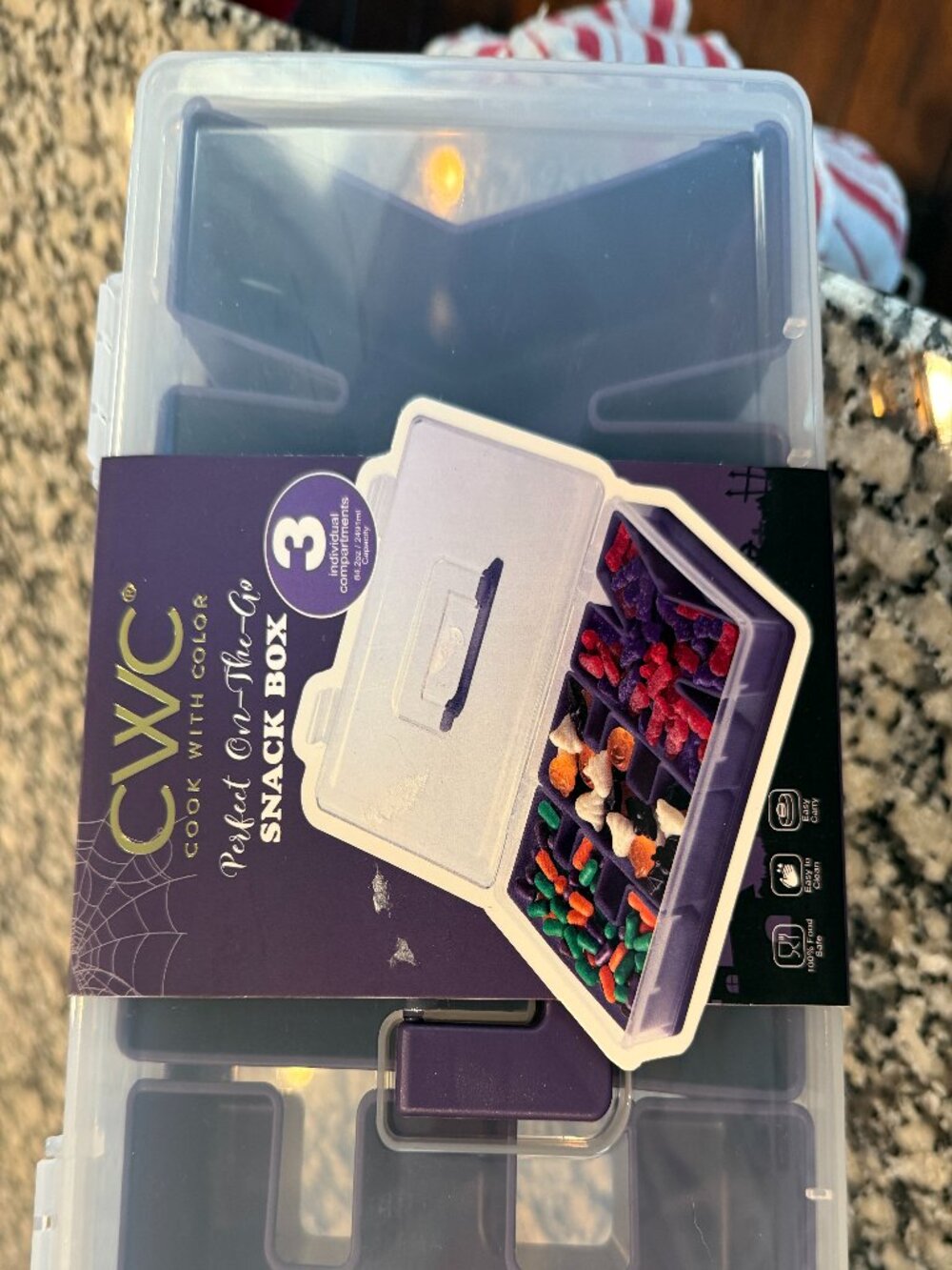 CWC Cook With Color Purple Snackle Box 3 Compartment Snack Organizer NWT